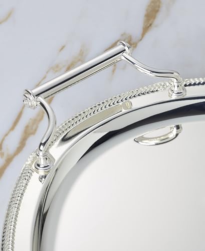 Reed & Barton Oval Silverplate Serving Tray with Handles, 17-inch - style: Oval
