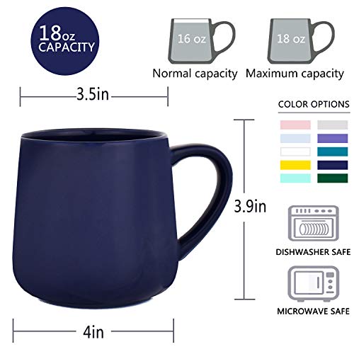 Bosmarlin Large Glossy Ceramic Coffee Mug, Tea Cup for Office and Home, 18 oz, Suitable for Dishwasher and Microwave, 1 Pack (Royal Blue) - color: Royal Blue