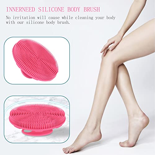 INNERNEED Food-Grade Soft Silicone Body Scrubber Shower Brush, Pink - color: Pink