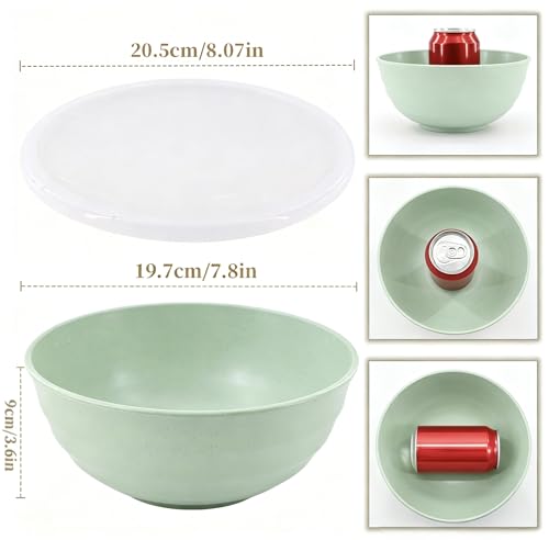 Large 60oz Unbreakable Bowls – Wheat Straw BPA Free Deep Soup Bowls, Microwave Dishwasher Safe for Cereal, Salad, Oatmeal, Ramen – Perfect for Camping & Daily Dining (Bowl-5p with Lid) - color: Bowl-5p with Lid