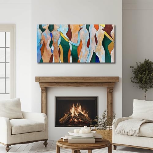 Abstract Human Figure Wall Decor Modern Artwork for Office Geometric Color Block Wall Art for Living Room Framed Art Prints for Bedroom 24x48 Inch - color: Colorful Abstract, size: 48"L x 24"W