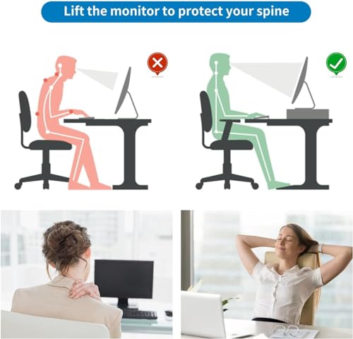 gianotter Computer Monitor Stand Riser with Drawer - color: Black, size: 14.1L x 9.64W x 5.9H Inch