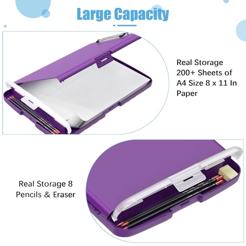 Hongri Clipboard with Storage with Pencil Case, 8.5 x 11 Storage Clip Board - color: Dark Purple