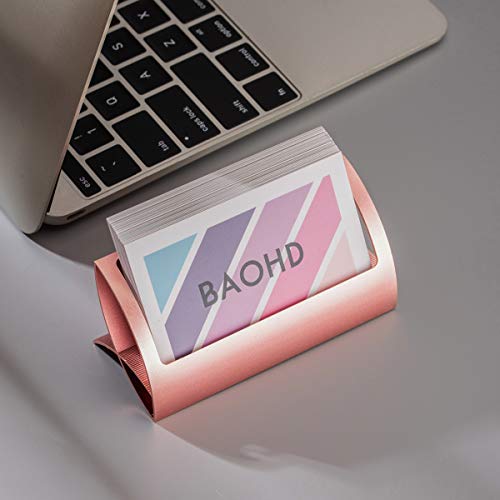 Metal Business Card Holder for Desk - Modern Aluminum Business Card Display Holder Stand, Desktop Name Card Rack Organizer, Rose Gold - color: Rose Gold
