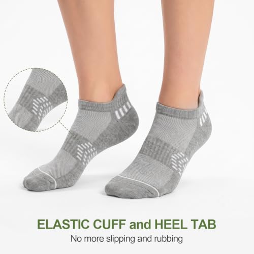 floconssy Ankle Socks for Women, Bamboo Viscose Cushioned Running Socks - color: 5 Pairs (2black+2white+1grey), size: 9-11