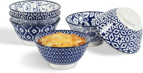 Selamica Ceramic 4 oz Dipping Bowls for Side Dishes, Set of 6, Vintage Blue - color: Vintage Blue, size: 3.5 Inches