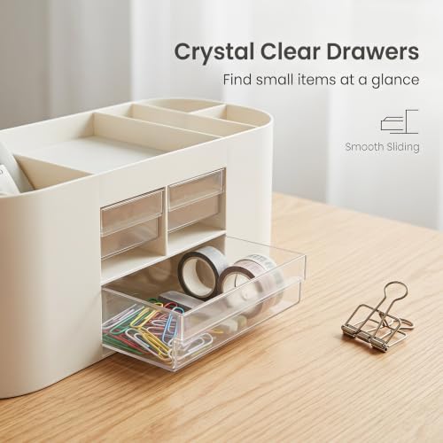 Desk Organizer with Drawers, Office Supplies Storage, White - color: White, size: C