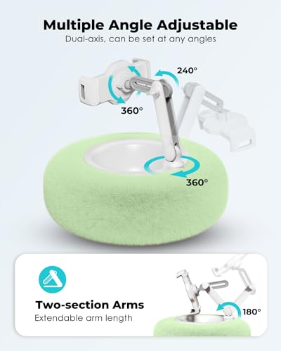 Viozon Tablet Stand Pillow, Compatible with 4.7"-13" Phone/Tablet, iPad, iPhone, Samsung, Google, Kindle, 360°Adjustable Phone Holder for Bed with Soft Plush Fabric, and Detachable Bowl, Green - color: Green