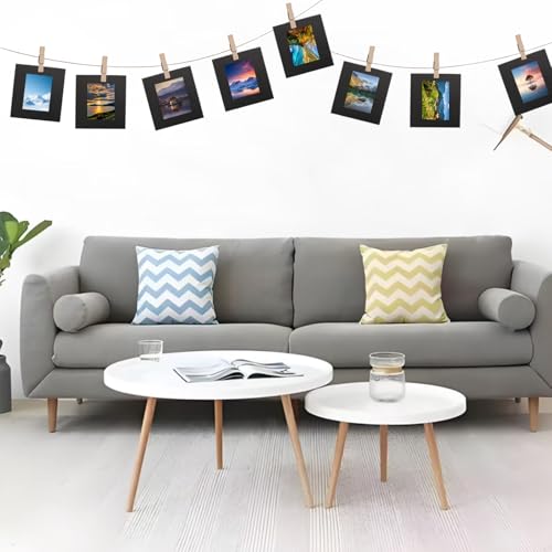 30Pcs 3x3Inch Black Paper Photo Frames with String & Clips - color: Black, size: 3x3inch