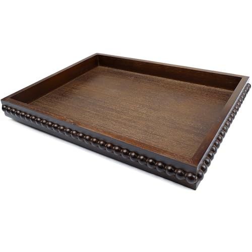 Hrastany Wood Decorative Tray for Coffee Table, Dark Brown - color: Re Dbrown, size: 15.7" x 11.8" x 1.6"
