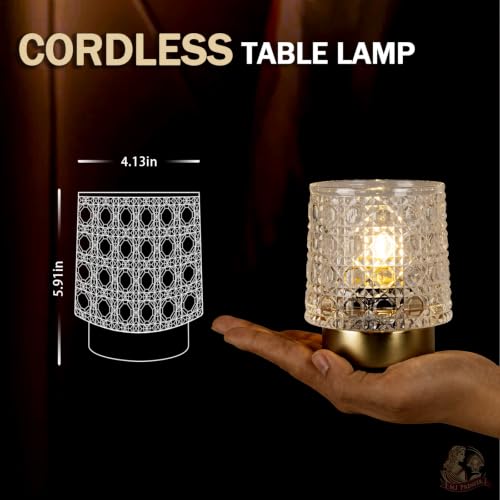 MJ PREMIER Battery Operated Lamp,Small Cordless Lamp with Timer, Clear-05 - color: Clear-05