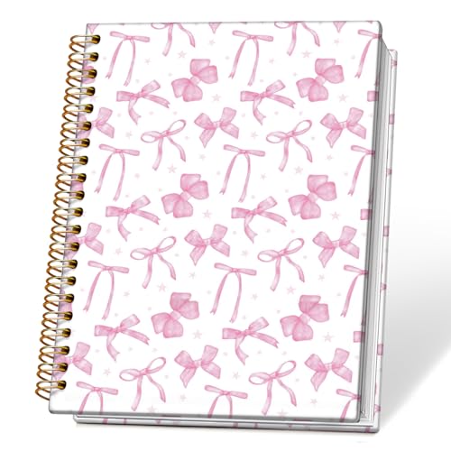 Coquette Pink Bow Spiral Notebook Journal, Girly Preppy Journal for Women, Pink Office Supplies, Coquette Girly Notebook for Women, 5.5x8.3 Inch - color: 02-pink Coquette Bow 02