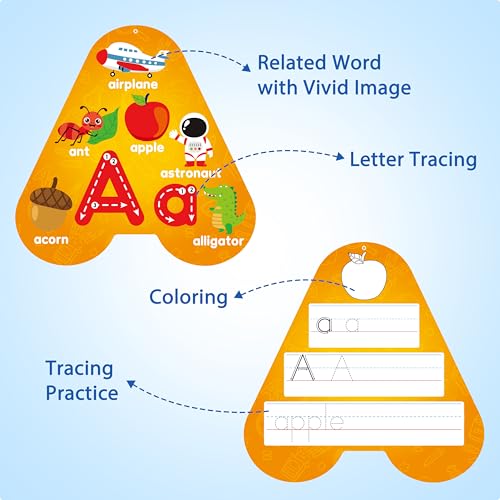 D-FantiX 55 Pcs Double Sided Dry Erase Alphabet Flash Cards for Toddlers