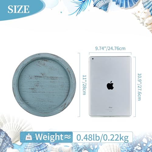 Hanobe Coastal Decorative Tray, Farmhouse Plate for Beach Table Decor - color: Blue