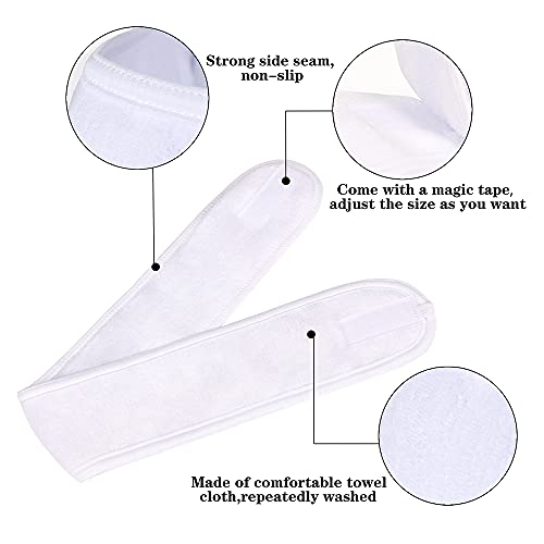 4PCS Facial Spa Headbands for wahsing Face Makeup Shower Bath Wrap (White) - color: White