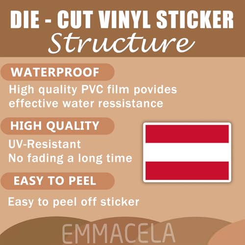 (3PCS) Austria Flag Stickers, Austrian Sticker Countries Flag Waterproof Vinyl Decals For Laptops, Tumblers, Water Bottles, Books, Scrapbooks, Size 3 x 2 Inch - color: Austria