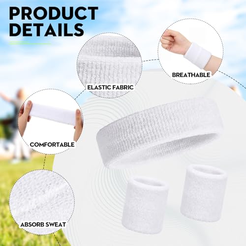 Sweatbands and Wristbands Set, Women, Men - color: White