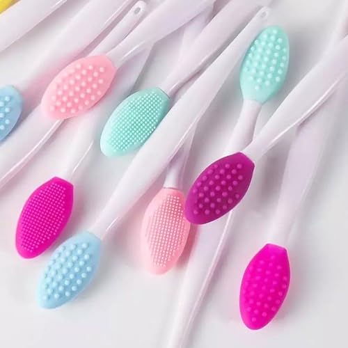 Double-Sided Silicone Facial Cleansing Brush – Exfoliating Blackhead Remover Tool for Deep Pore Cleaning and Gentle Skin Massage(Red) - color: Red