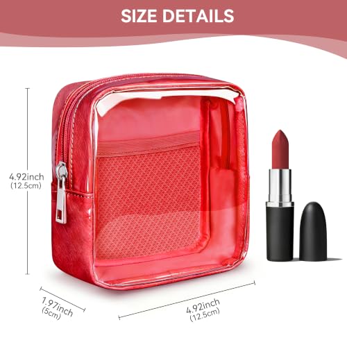 WLLWOO Clear Makeup Bag Mini Cosmetic Pouch Travel Toiletry Organizer - color: 1pcs-Mini-Red