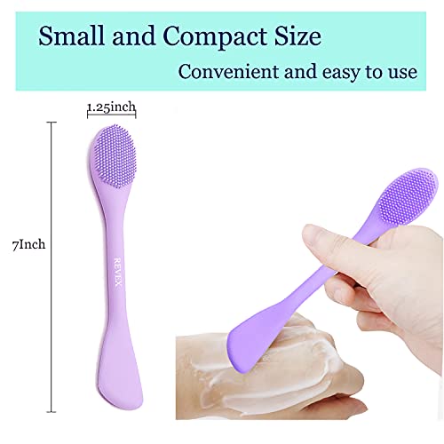REVEX Pore Cleaning Brush,Face Scrubber,Exfoliating Pore Scrubber,2Pcs Silicone Face Mask Applicator,Mask Applicator Tool for Facial Mud,Face Brush for Women Men.(Pink+PurPle) - color: Pink+PurPle