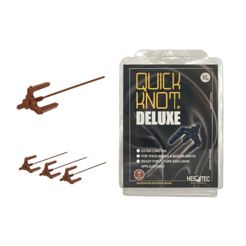 Quick Knot® Deluxe | Mane Braiding Clips for Horses & Ponies | Professional Show Braids in Minutes | No Sewing Required | Reusable (Brown, XL) - color: Brown, size: XL