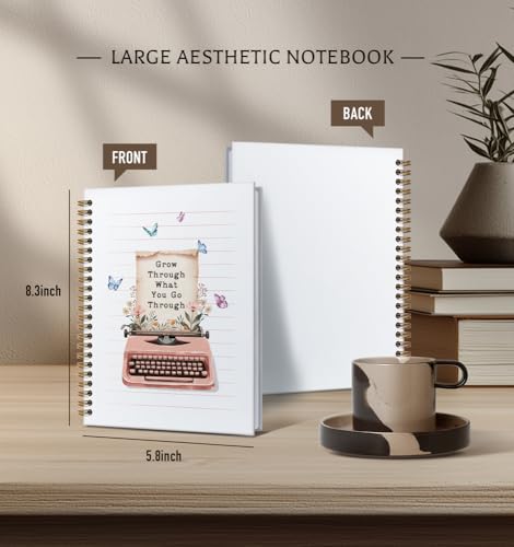 Notebooks Journal For Women-Cute Notebook For Women Men Friends Gifts On Birthday Christmas Mother's Day,Grow Through What You Go Through College Ruled Lined Gold Spiral Bound Hardcover,5.8"x8.3" - color: Grow through