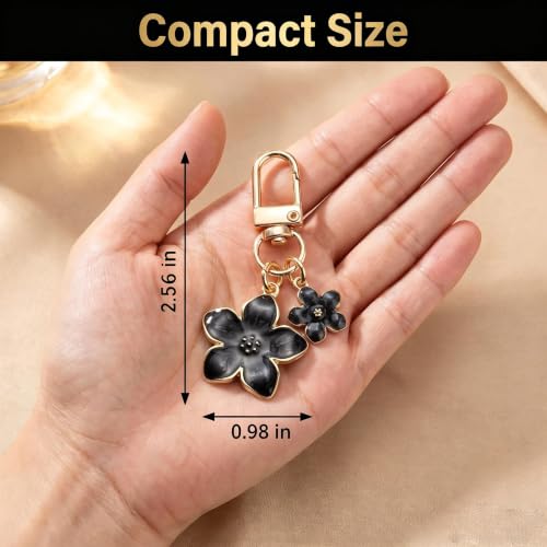 9Pcs Daisy Flower Keychains Gold Alloy Lobster Clasp Bag Charms for Handbags Backpacks Car Keys Women Accessories Set - color: 9-Black