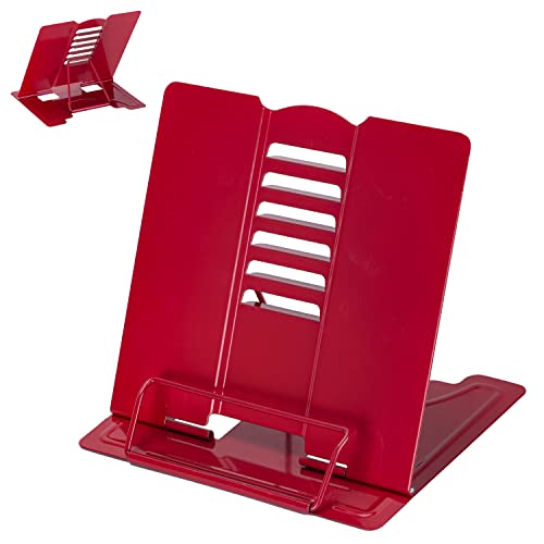 Metal Book Stand Adjustable Book Holder for Reading - color: Full Red