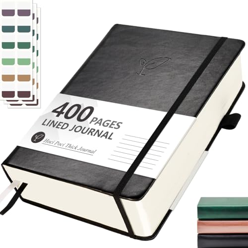Hoci Poci 400 Pages Lined Journal Notebook, 5.8" x 8.4", Black - color: Black, size: Lined-400 Pages (5.7"×8.3")