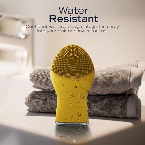 Nautica PC120 Facial Cleansing Brush Made with Ultra-Hygienic Soft Silicone, Waterproof, Rechargeable Vibrating Face Exfoliator Scrub Brush with Sonic Technology for Men & Women - Summer Sun - size: Summer Sun