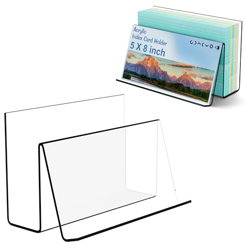 Boloyo Acrylic Index Card Display Holder, 5 X 8 inch, 1PC Clear Cards Holder Stand Organizer Desktop Business Card Holders for Home Office School Desktop Card Storage 200 Capacity - color: 5 X 8 inch, size: 1PC