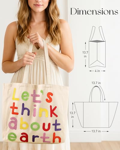 Miss Adola Embroidery Canvas Tote Bag with Pocket & Buckle - color: Word