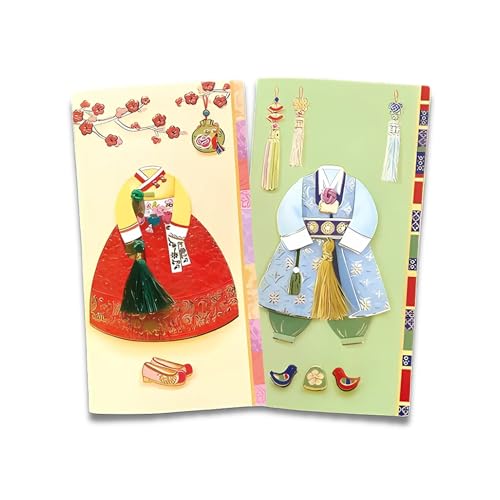 Korean Traditional Money Envelopes – Hanbok & Jogakbo Cash Gift Holders with Tassel (Royal Sky) - color: Royal Sky