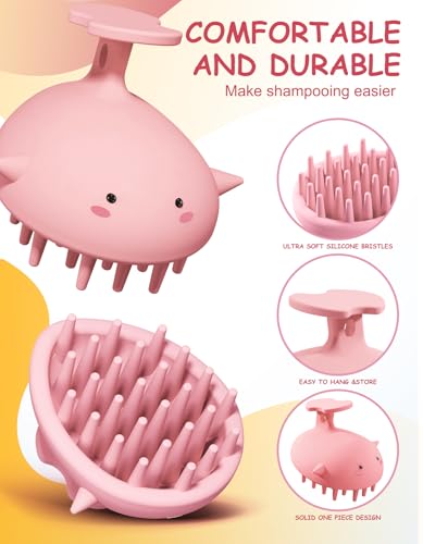 Scalp Massager Hair Growth, Silicone Scalp Scrubber Shower Shampoo Brush - color: Pink