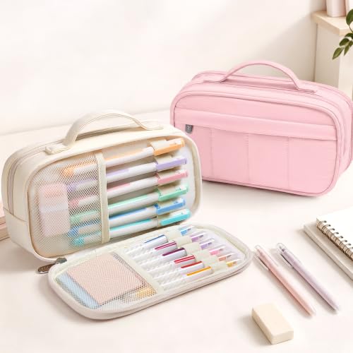 Sooez Pencil Case for Girls, Cute Large Capacity Pencil Pouch Pen Bag, Blue - color: Blue