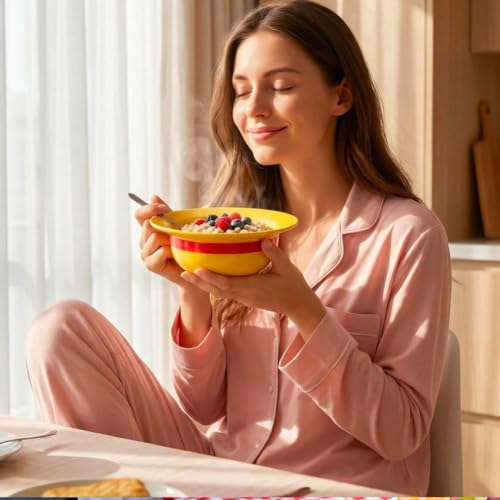 Straw Hat Ceramic Bowl Set w/ Spoon Fork & Chopsticks - Novelty Ramen Bowl