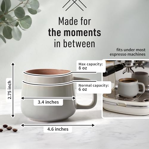 Ava Nord Small Stoneware Ceramic Coffee Mugs Set of 4 | 6 oz | Sage Ash - color: Sage Ash, size: 6 Oz