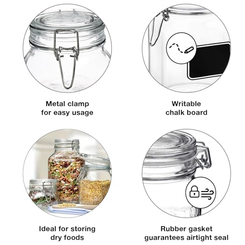 Bormiolio Rocco Jar with Chalkboard, 50.8 Oz - size: 50.75 oz., Single Jar