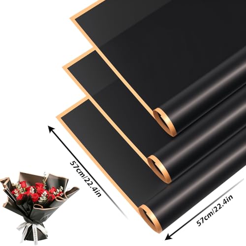 CCIJESW 20 Sheets Flower Bouquet Wrapping Paper Flora Packaging Black - color: 018-Transparent Black