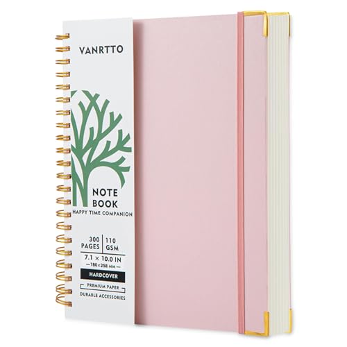 VANRTTO B5 Hardcover Spiral Notebook College Ruled Notebooks for Work Pink - color: B5 PINK, size: 7.1 x 10 IN B5