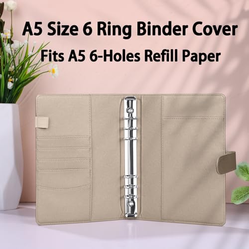 Antner A5 Binder 6 Ring Refillable Notebook Budget Planner Cover for Cash Organizer, PU Leather Loose Leaf Kpop Photocard Holder Small Binder for A5 Planner Inserts with Magnetic Buckle, Glitter Gold - color: Glitter Gold