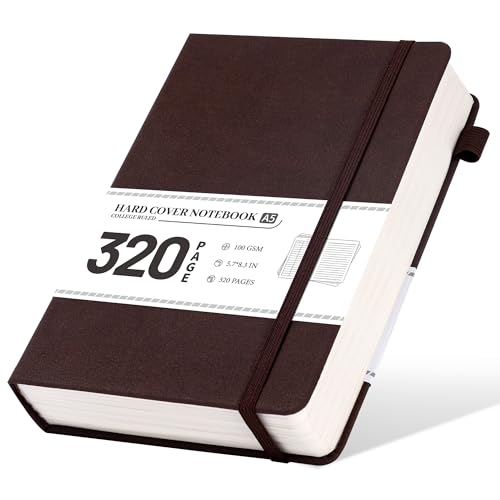 CAGIE Journal Notebook for Men Women Leather Journaling Diary Daily, Brown - color: Coffee, style: Lined A5