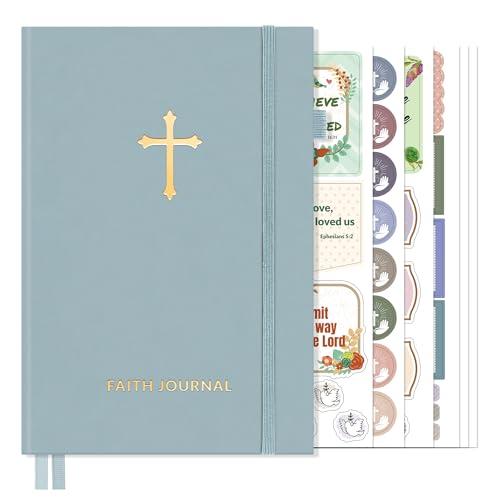 SUNEE Christian Bible Study & Prayer Journal – Undated 6-Month Scripture Notebook for Daily Devotional & Faith Growth, Meaningful Religious Gift for Women, Men, Pastor or Graduation (Grey Blue) - color: Grey Blue