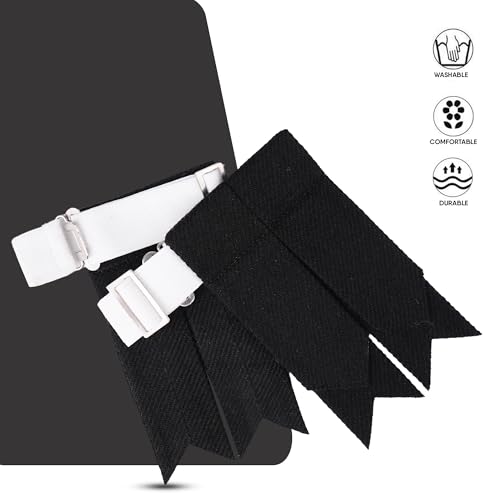 EZE Kilt Flashes for Men with Heavy Buckle Adjusters, Plain & Tartan Kilt Sock Flashes Acrylic Wool - color: Black