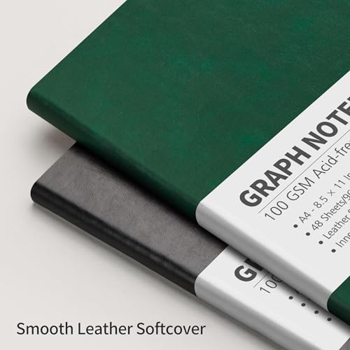 RETTACY Graph Grid Paper Notebook, 96 Pages, A4 Large Size (8.5'' x 11'') - color: Dark Green, style: Grid