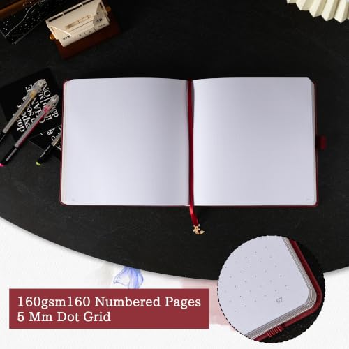 TIEFOSSI Dotted Square Journal Notebook 160 Pages for Women & Men(8 x 8) - color: Red, size: Square-Dotted