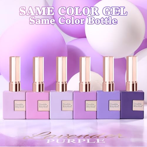 Double Rhythm 6 Pcs 15 ML Gel Polish Set Same Color Same Bottle Soak Off Gel Polish Kit Nail Art Manicure Salon DIY at Home for Women (Light Dark Purple Violet Rose Pink-T6-16) - color: Lavender Purple