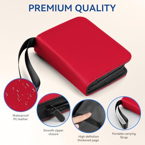Mini Card Binder, EDUDIIU Small Pokemon Card Binder - color: Red