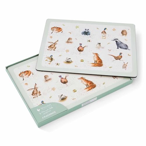 Pimpernel Wrendale Designs Large Placemats, Set of 4 - Durable Cork-Backed Board Table Mats, British Countryside Animal Illustrations - Heat Resistant Dining Decor - 15.8" x 11.7" (Pack of 2) - size: Placemats (Pack of 2)