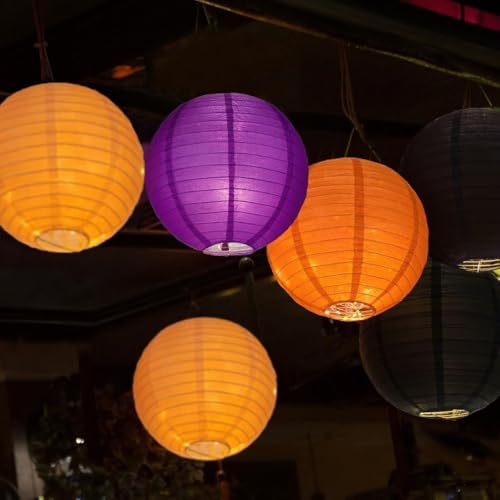 Orange Purple Black Paper Lanterns Decorative 12pcs Halloween Hanging Decorations for Graduation Thanksgiving Birthday Party Decorations - color: black,orange,purple